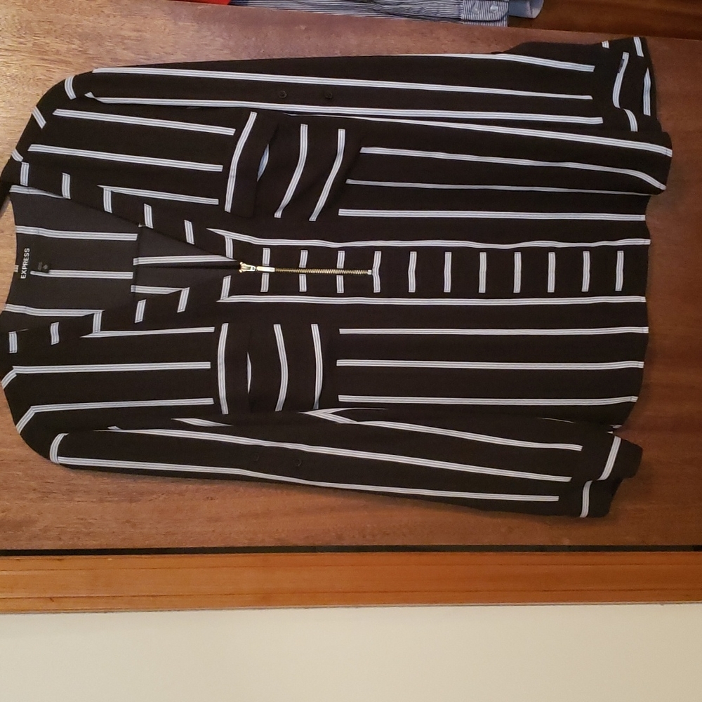 Express striped zippered dress top XL